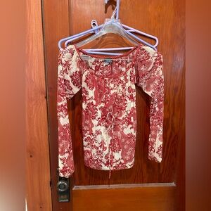 Vintage Y2K tan red mesh floral longsleeve Tampa